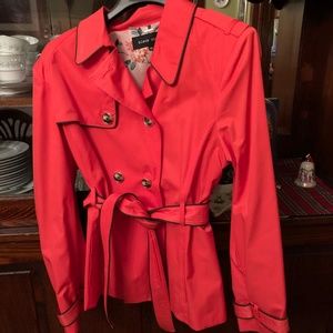 Black Rivet Coral Leather Trench Coat
